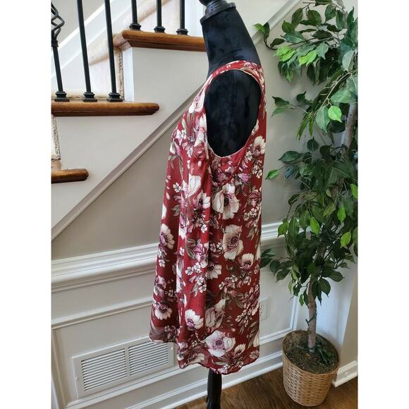 Forever21 Women's Red Polyester V-Neck Cold Shoulder Sleeve Knee Length Dress S - Picture 7 of 11